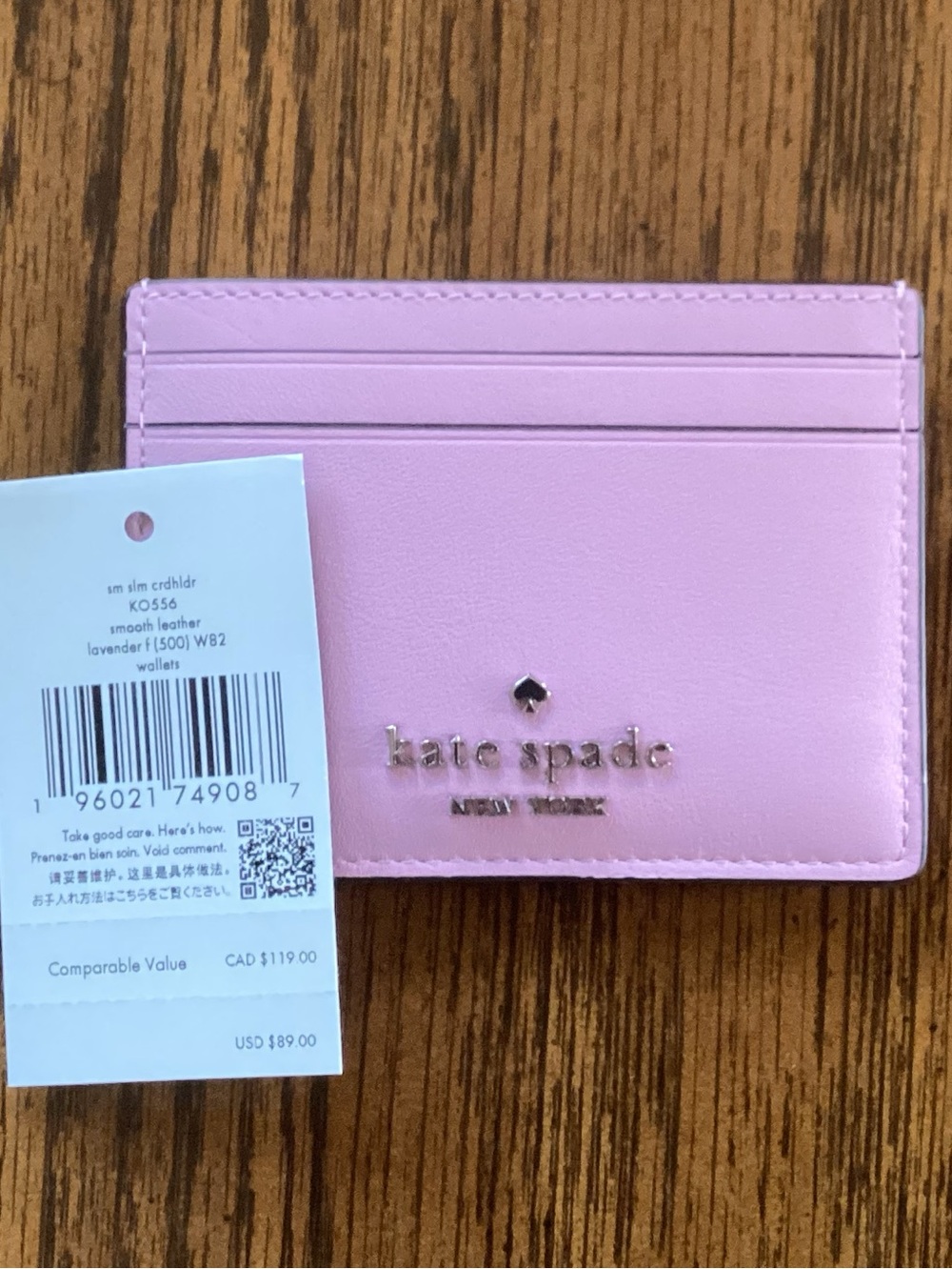 Kate Spade Card Holder in Lavender Frost NWT, With 3 Dust Bag, 2 White 1 Pink - Picture 2 of 5